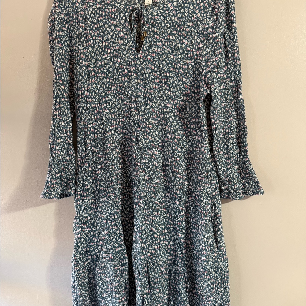 Market & Spruce Blue and Pink Patterned Long Sleeve Dress